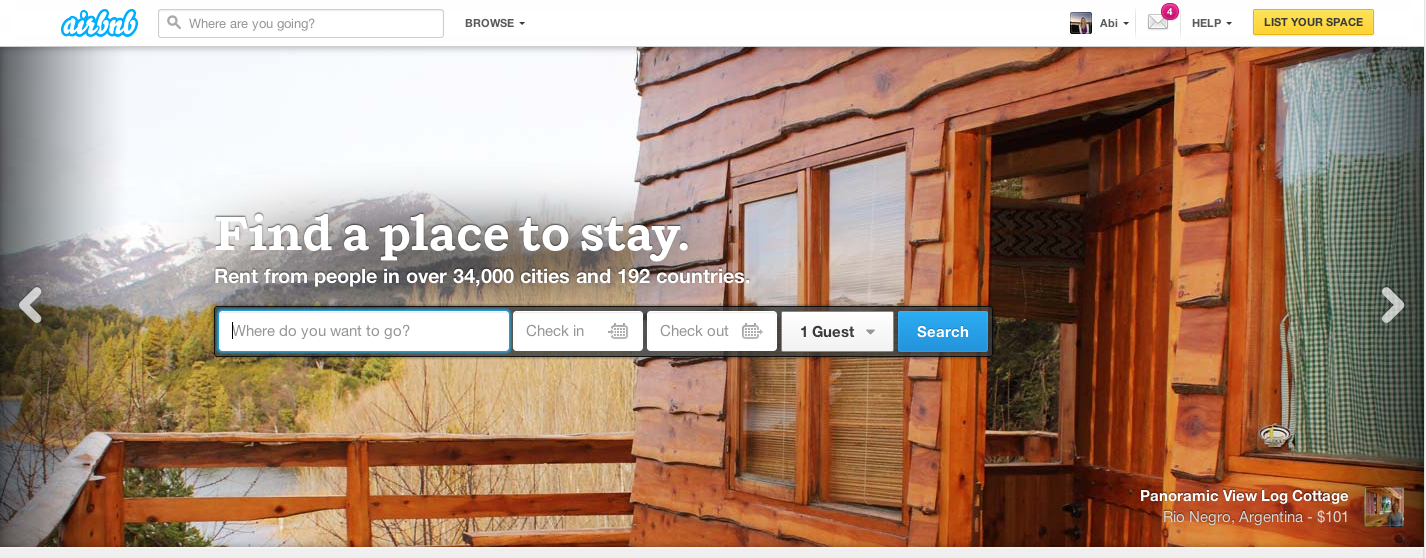 Visual Content Airbnb Homepage