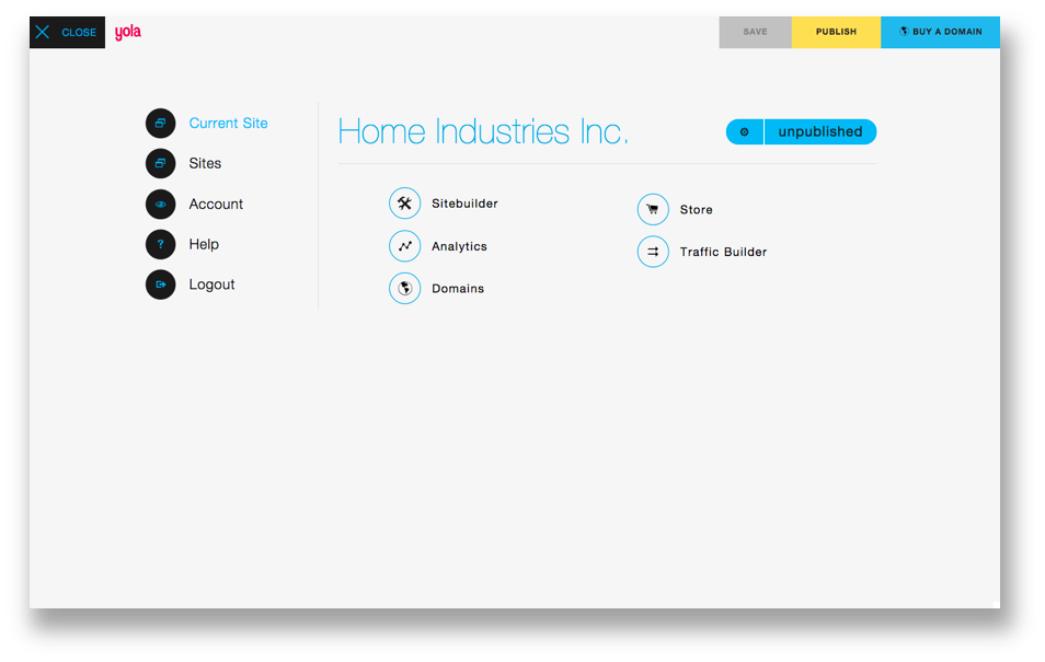 Yola Menu Screen